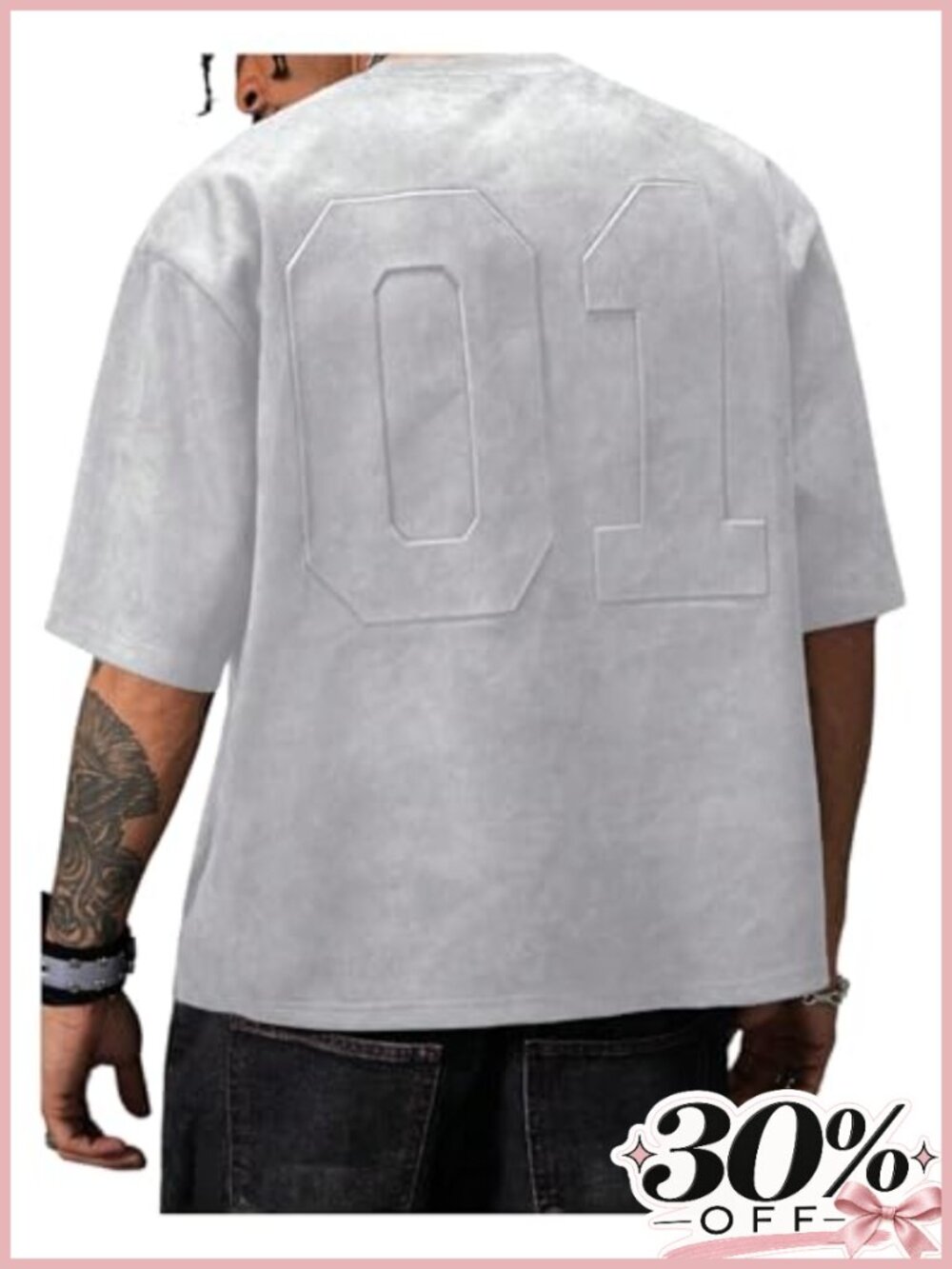 Men's Graphic Embossed Drop Shoulder Short Sleeve Crew Neck Tee